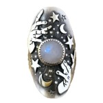 Moonstone (Synthetic) Antique Silver Ring